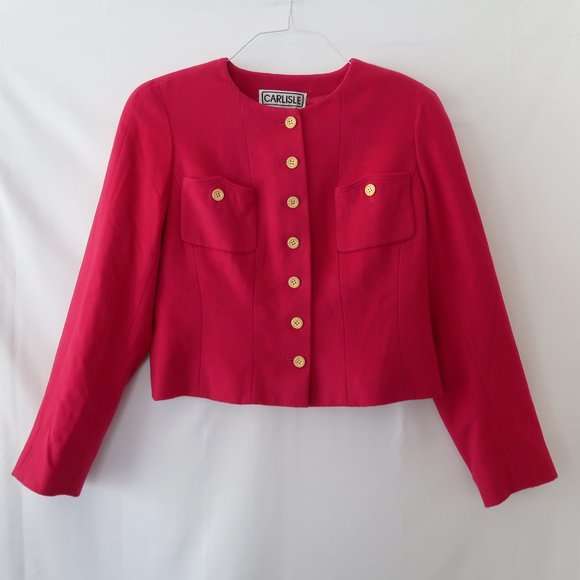 Carlisle Pink Wool Cashmere Cropped Blazer - Picture 1 of 12